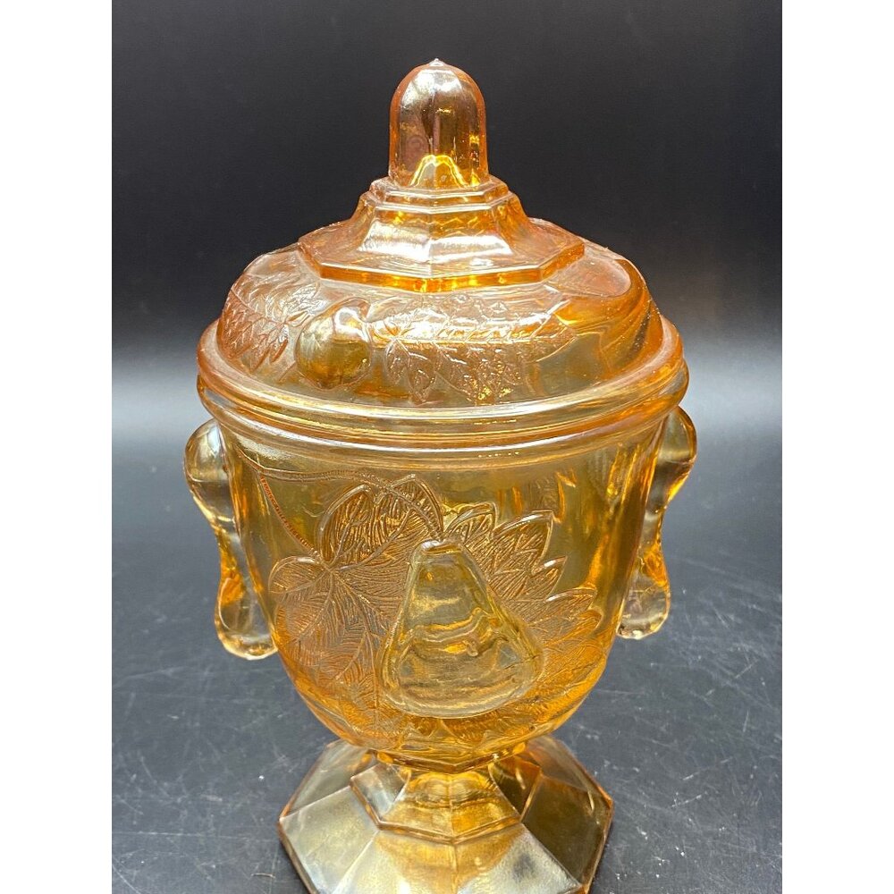 Carnival Glass covered Compote